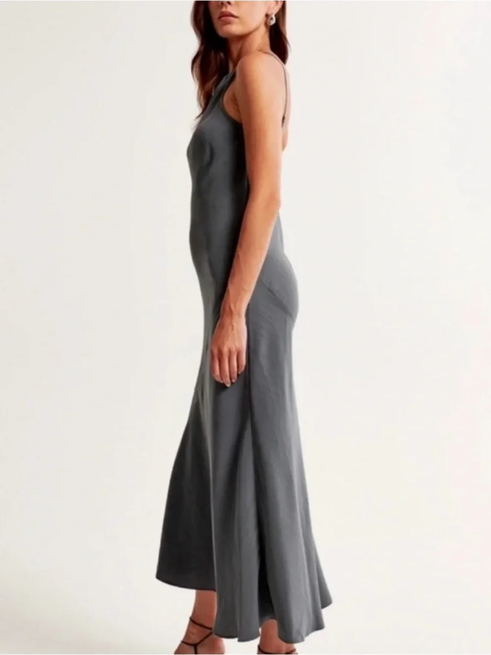 Abercrombie & Fitch Women’s Gray Halter Neck Bias Cut Maxi Dress Size Large